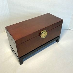 1998 Bombay Company Wooden Jewelry Chest Box Vintage Cherry Solid Wood Container